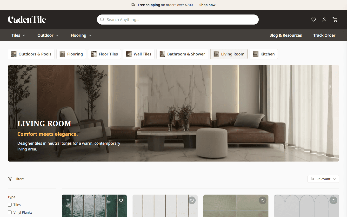Caden Tile, Categories · Living Room
