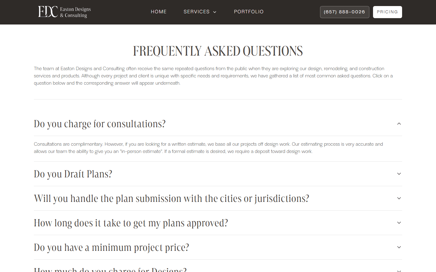 Easton Designs & Consulting, Faqs