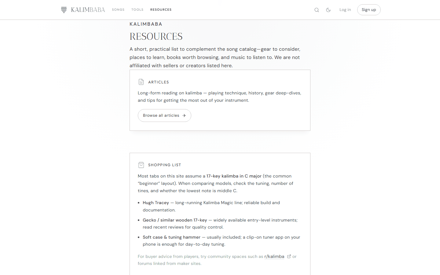 Kalimbaba, Resources